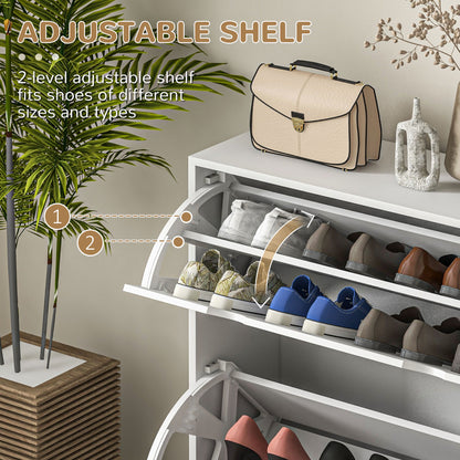 2 Drawers Entryway Shoe Cabinet, Narrow Shoe Storage Cabinet with 2 Flip Drawers