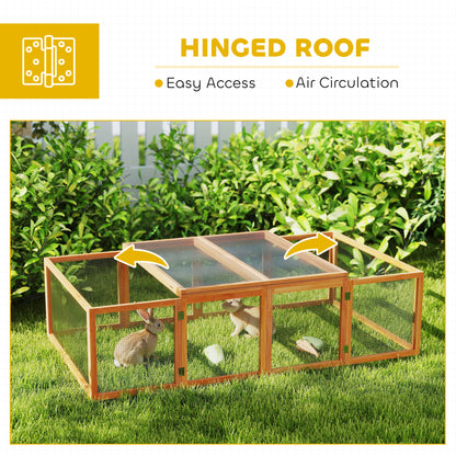 Wooden Rabbit Hutch Cage 6ft with Wire Mesh, Openable Roof, Play Space for Outdoor, Natural Wood Finish