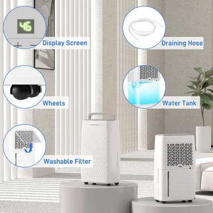 16L Multi-Mode Dehumidifier, with Wheels - White