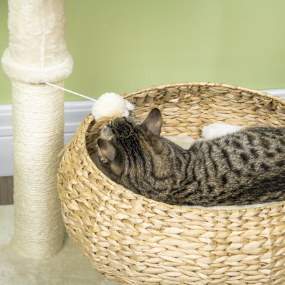 72cm Cat Tree Kitten Tower, with Sisal Scratching Post, Two Beds, Toy Ball