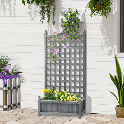 Garden Planters with Trellis for Climbing Vines, Wood Raised Beds for Garden, Flower Pot, Indoor Outdoor, Grey
