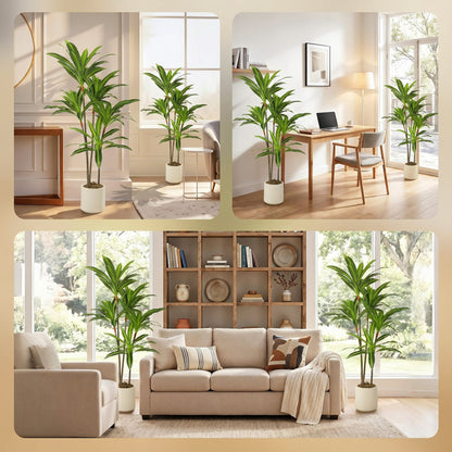 150cm Lifelike Fake Tree, Artificial Dracaena Tree with Bendable Trunks, Green