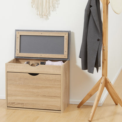 Shoe Bench with Cushion for 4 Pair of Shoes, Storage Bench with Padded Seat, Flip-up Cabinet and Hidden Space for Entryway