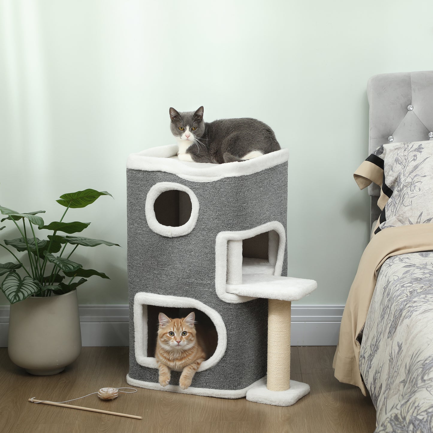 75 cm Cat Tree, Cat Tower Condo for Indoor Cats with Scratching Post, Jumping Platform, Grey
