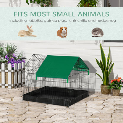 Rabbit Cage Guinea Pig Playpen Small Animal House for Kitties Puppies, w/ Water Proof Oxford Roof Floor 90 x 75 x 75 cm