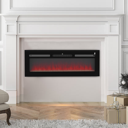 127cm/50" Electric Fireplace, 2000W Recessed and Wall Mounted Electric Fire with Remote Control, 9 Flame Colour and Crystal