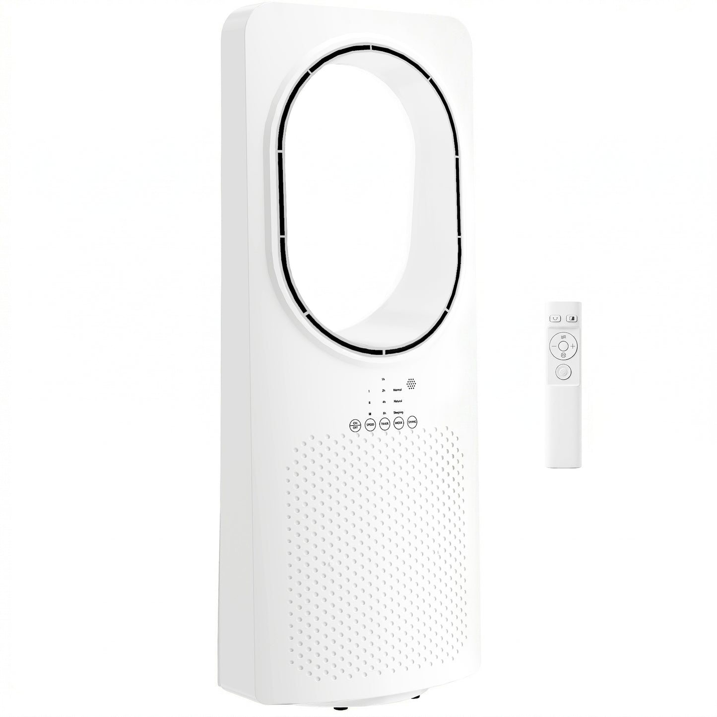 Bladeless Tower Fan for Bedroom, 36dB Standing Cooling Fan with Oscillating, 3 Speeds, 3 Modes, 15H Timer, White