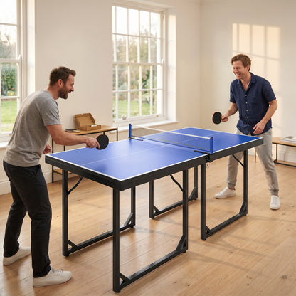 6ft Table Tennis Table, Ping Pong Table with Net, Foldable and Portable Ping Pong Set for Indoor Use, Easy Assemble, Midsize