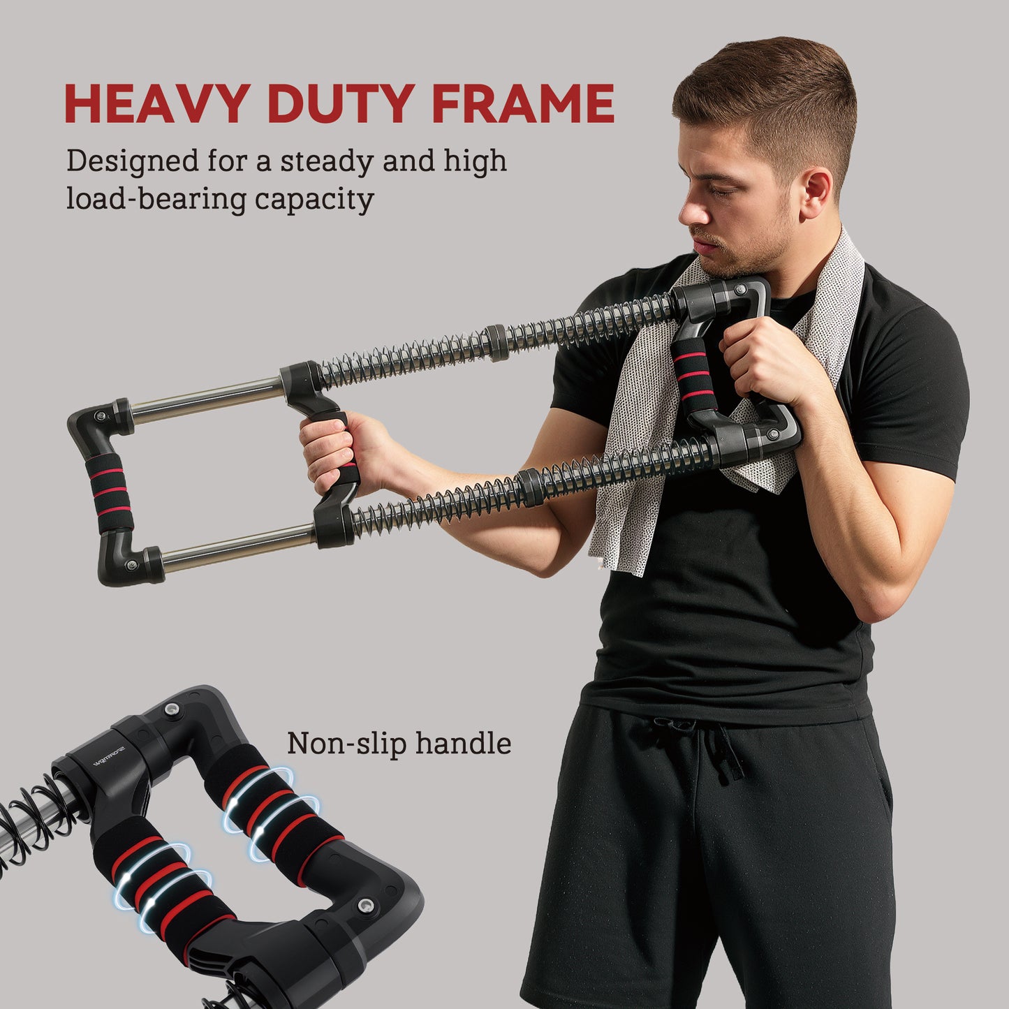 Chest Expander, with 10-50kg Adjustable Resistance, for Home Gym, Office, Travel Workout