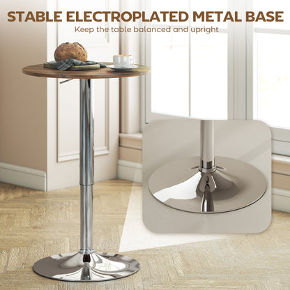Round Bar Table, 360 Degree Swivel Counter Pub Table with Adjustable Height, for Kitchen, Cafe, Rustic Brown
