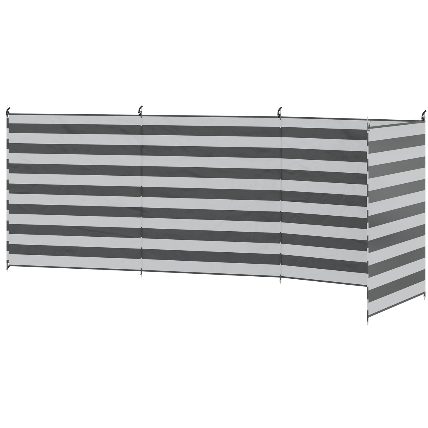 4 Pole Camping Windbreaks, Beach Wind Shield Shelter with Carry Bag and Steel Poles, 540cm x 150cm, Grey and White