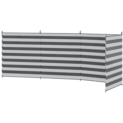 4 Pole Camping Windbreaks, Beach Wind Shield Shelter with Carry Bag and Steel Poles, 540cm x 150cm, Grey and White