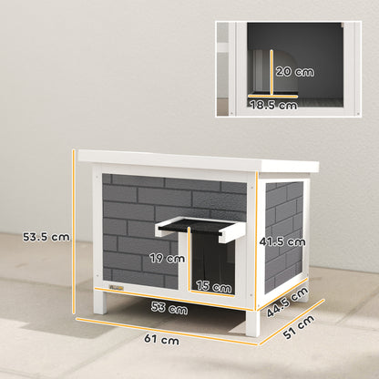 Outdoor Cat House Insulated with Openable Roof, Weatherproof Feral Cat Shelter for Rabbits, Cats, Grey