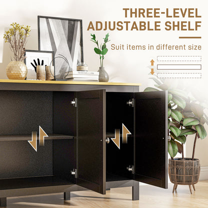Sideboard, Buffet Cabinet with Doors and Adjustable Shelves for Living Room, Entryway, Black and Natural