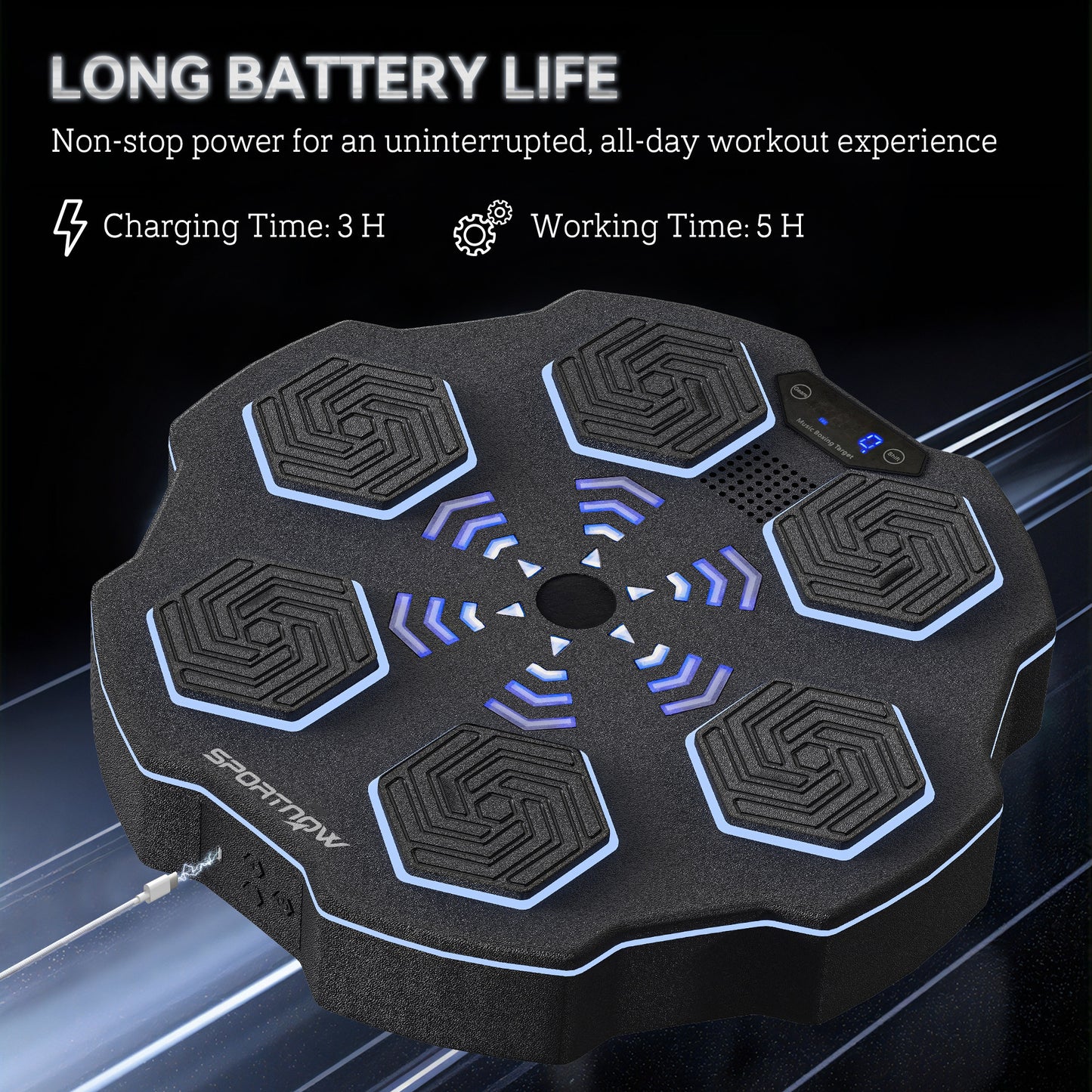 Music Boxing Machine, Smart Bluetooth Boxing Machine Wall Mounted with 9 Speeds & Modes, LED Lights, Punching Pad for Adults