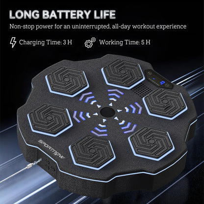 Music Boxing Machine, Smart Bluetooth Boxing Machine Wall Mounted with 9 Speeds & Modes, LED Lights, Punching Pad for Adults