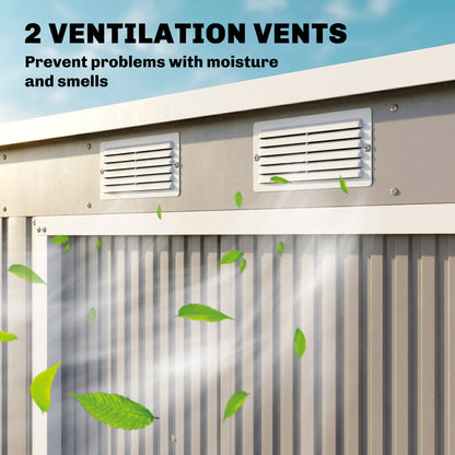 7 x 4ft Galvanised Steel Garden Shed, with Foundation Kit - Grey