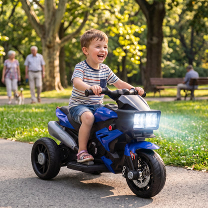 Kids Electric Motorcycle Ride-On Toy, 3-Wheel Battery-Operated Motorbike with Horn, Toddler Ride On Bike, Blue
