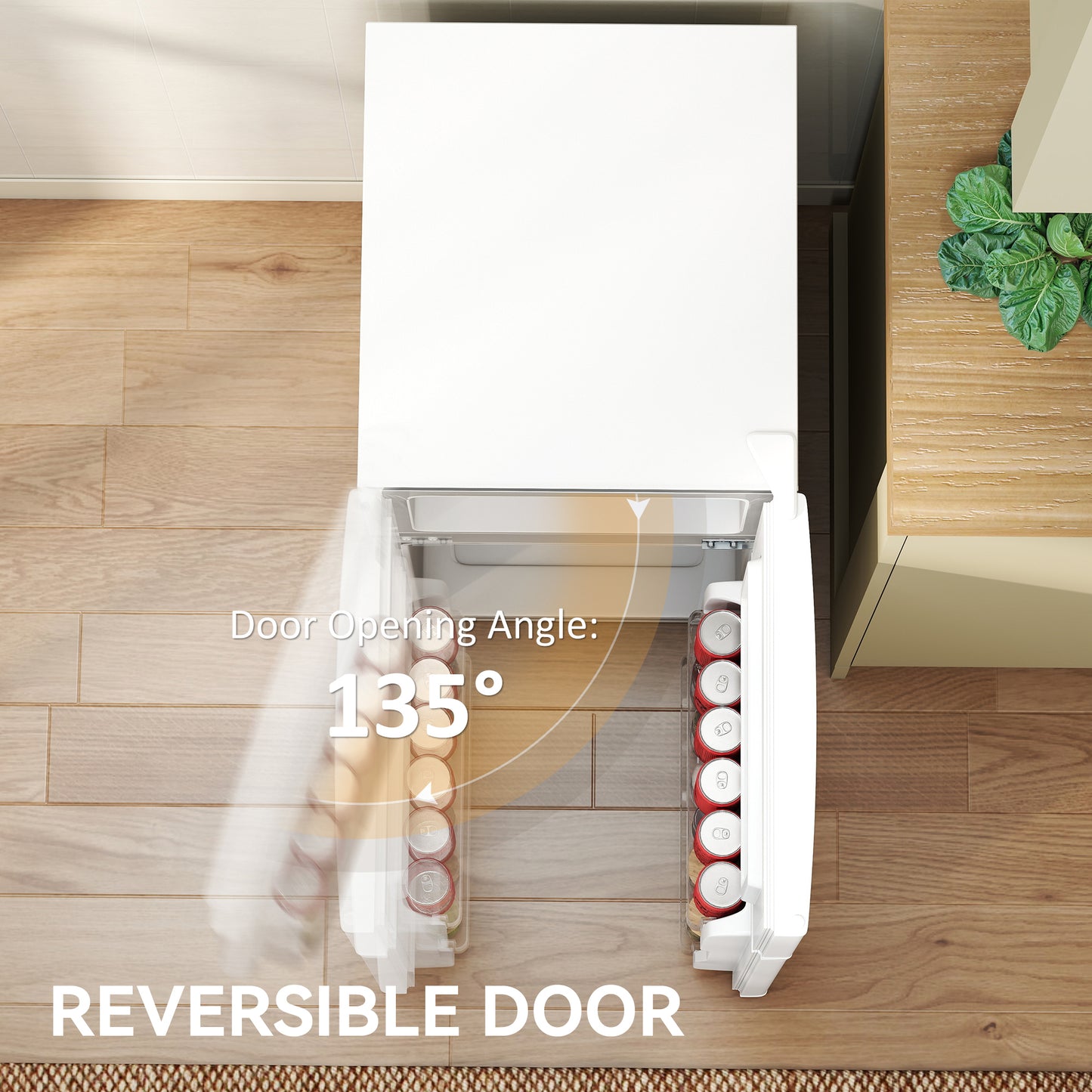 88L Under Counter Fridge Freezer, Small Refrigerator with 5-Setting, 3 Star Freezer Rating, White