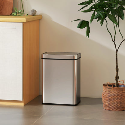 50 L Sensor Can, Sensor Bin with Soft-Close Lid, Fingerprint-Proof Stainless Steel, Silver Tone