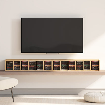 Set of 2 CD Media Display Shelf Unit Tower Rack with Adjustable Shelves, Natural