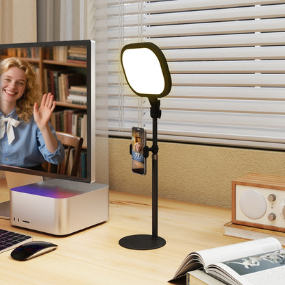 Selfie Light for Video Conference Lighting, Dimmable Desk Lamp with Stand Phone Holder
