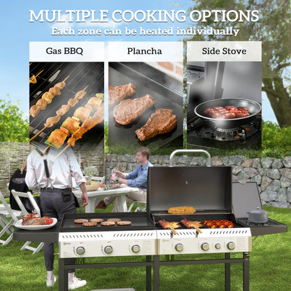 17kW Deluxe Duo Gas BBQ, with Grill, Plancha and Side Burner - Black