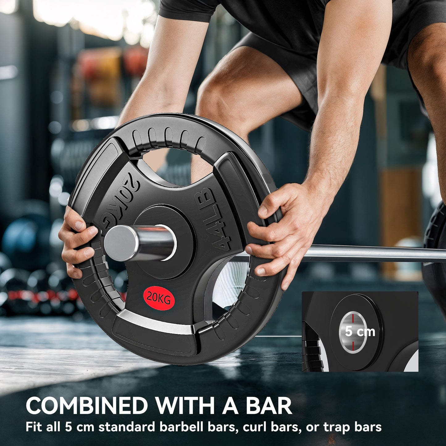 Olympic Weight Plate, 2"/5cm Weight Disc with Tri-Grips