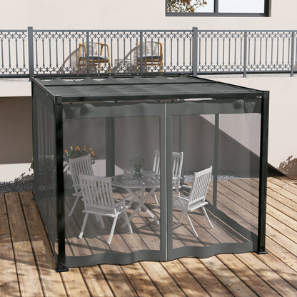 3 x 4m Aluminium Frame Pergola, with Retractable Roof - Dark Grey