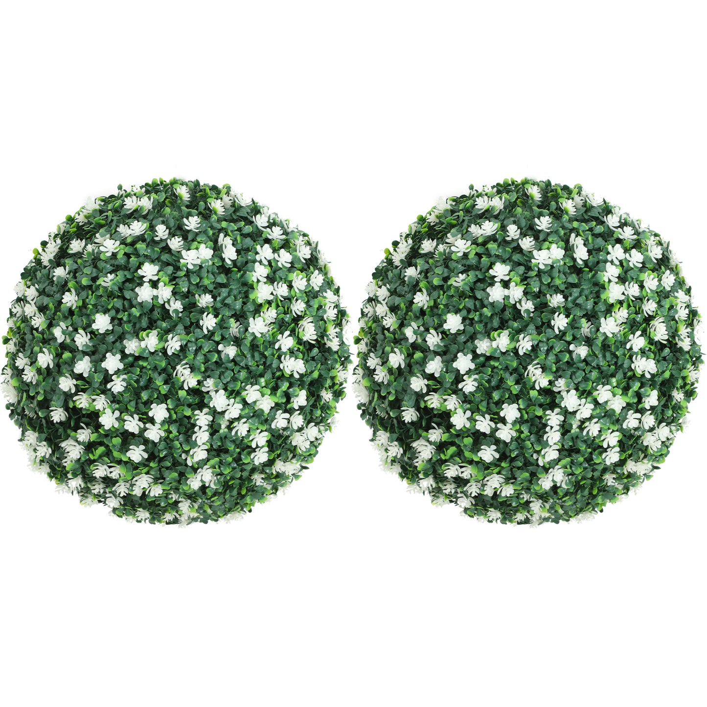 Set of Two Artificial Boxwood Balls Plants - White