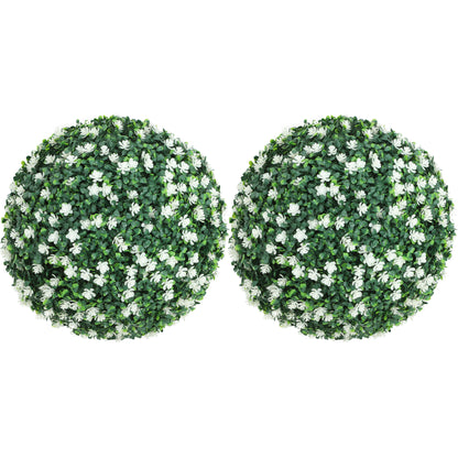 Set of Two Artificial Boxwood Balls Plants - White
