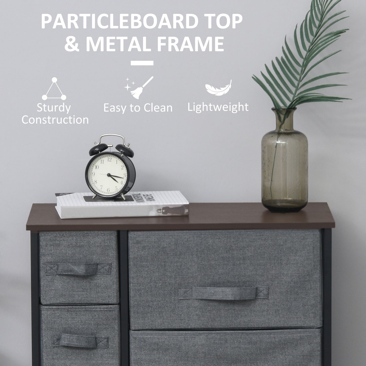 Chest of Drawers with 7 Drawers, Fabric Drawers with Large Storage Space, Drawers Dresser with Metal Frame