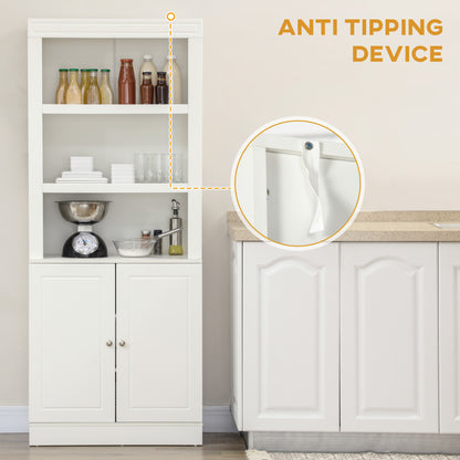 Kitchen Cupboard with 6-tier Shelving, Freestanding Storage Cabinet Sideboard