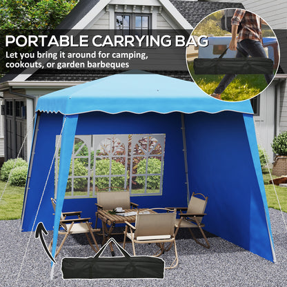 2.4 x 2.4m Two Wall Pop Up Gazebo - Blue
