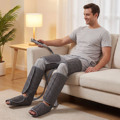 Leg Massager with Heat, Compression, 3 Auto Modes & 3 Intensities, Foot and Calf Massage Machine