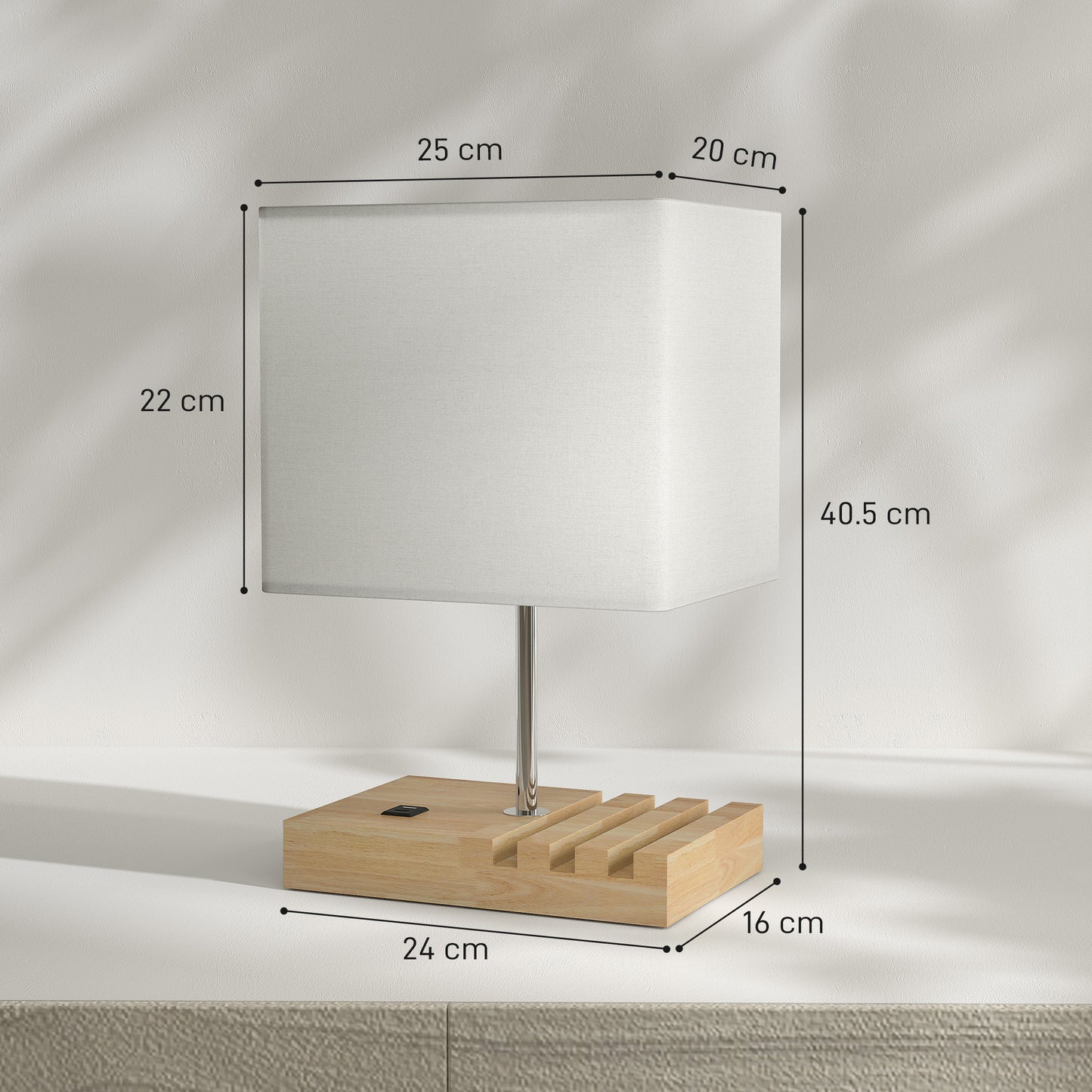 Bedside Lamp with USB A+C Charging Ports and 3 Phone Stands
