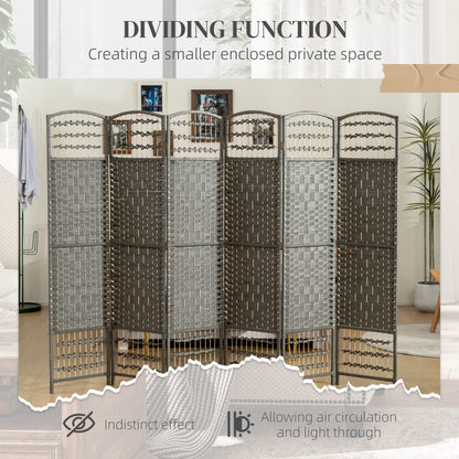 4 Panel Folding Privacy Screen, Room Divider with Pine Wood Frame for Living Room and Office, Dark Grey