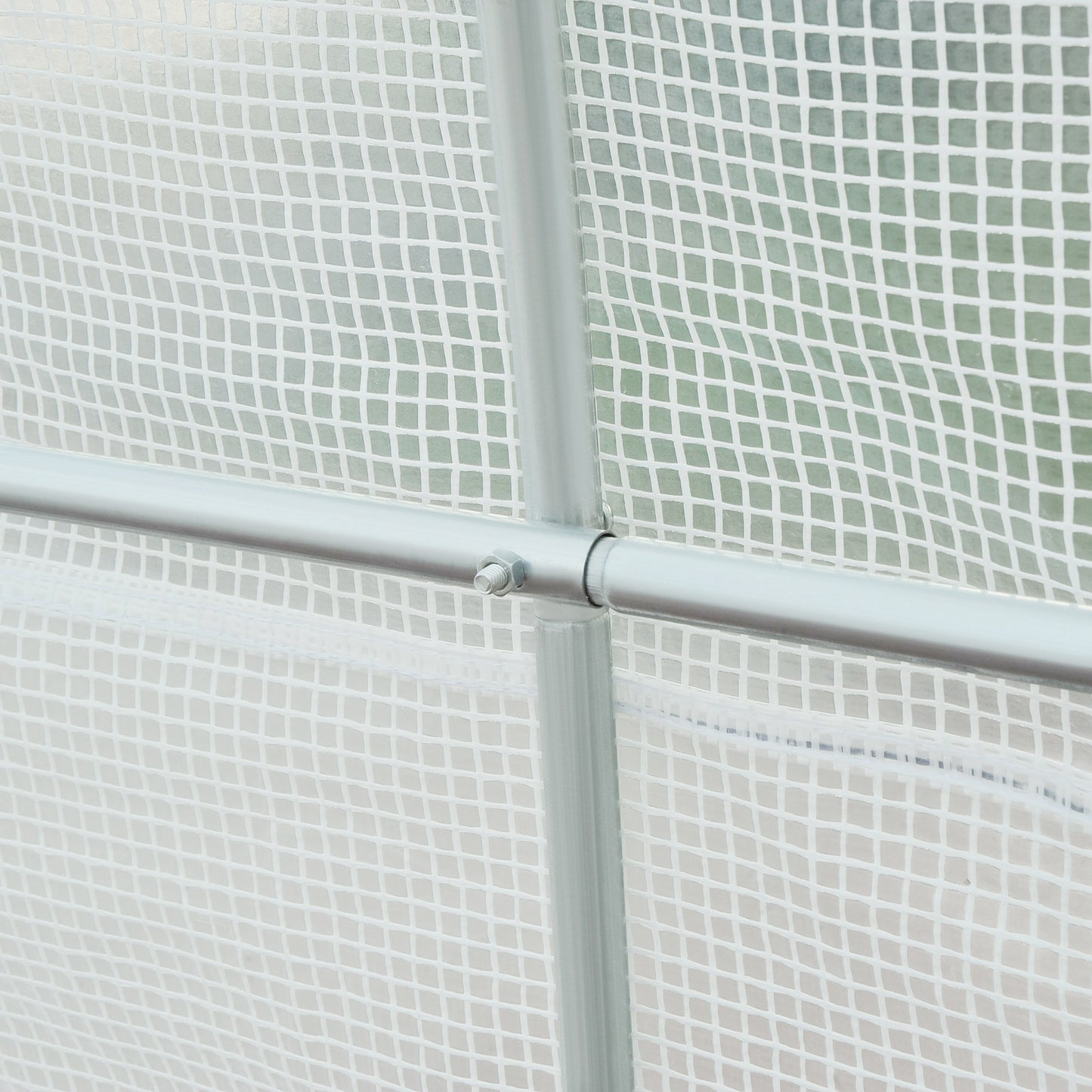 4.5 x 2 x 2 m Polytunnel Greenhouse, Walk-in Green House for Garden with Mesh Windows, Galvanised Steel Frame, White