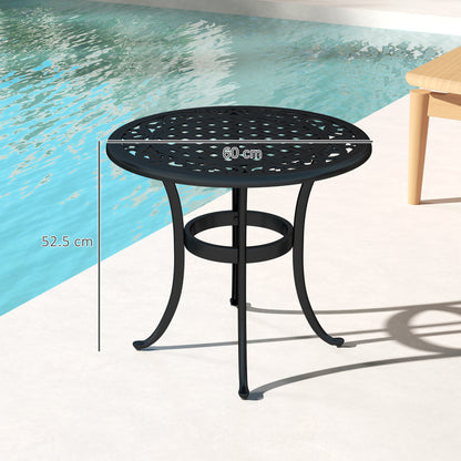 Outdoor Garden Table, Cast Aluminium Patio End Table with Anti-slip Foot Pads for Garden, Patio, Balcony, 60 x 60 cm, Black