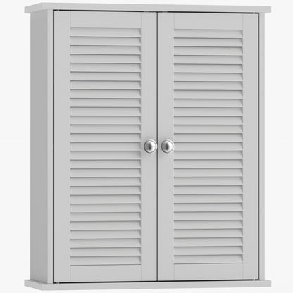 Bathroom Cabinet, Bathroom Wall Cabinet with Louvered Doors and Adjustable Shelf Storage for Kitchen, White