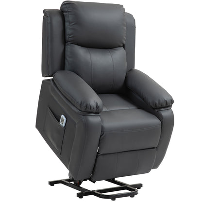 Riser and Recliner Chair with Vibration Massage, PU Leather Power Lift Chair for Elderly, Dark Grey