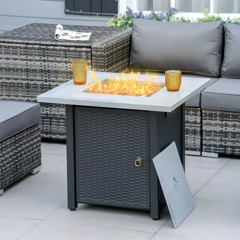 40,000 BTU - Two Tone Fire Pit Table with Lava Rock Decoration and Lid