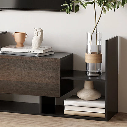 Abstract Style TV Stand with Cabinet and Wall Shelf Included