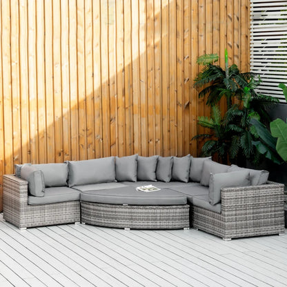 6-Piece Large - Rattan Corner Sofa Set with 10cm Thick Padded Cushions with Angled Corner Design