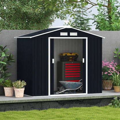 Galvanised Steel Shed with Ventilation Slots & Lock - (7 x 4ft)