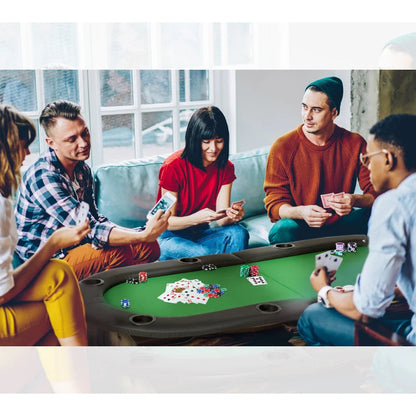 1.83m - Foldable 8 Player Poker Table with Drinks Holders