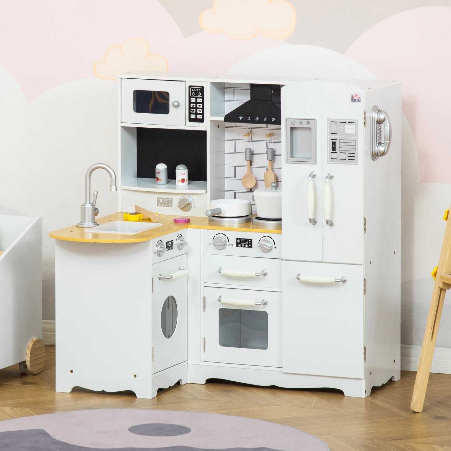 Kids Wooden Kitchen Playset - White