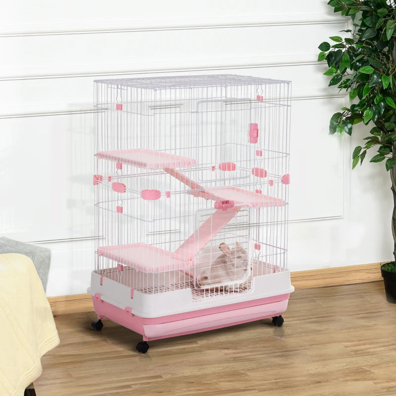 Portable - 4-Tier - Small Animal Cage (Hamsters / Gerbils etc) - Pink