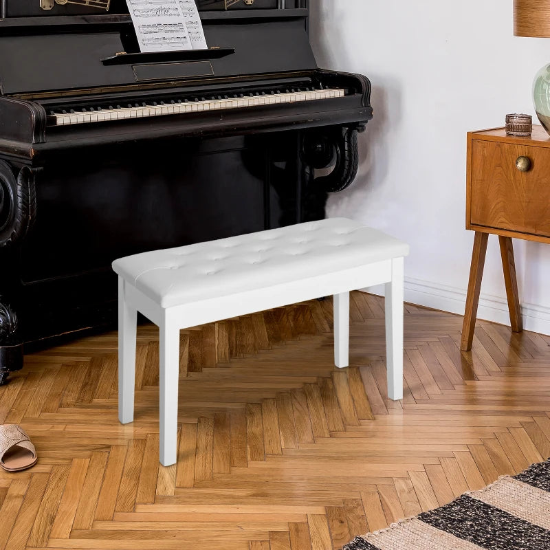 Leather Upholstered Piano Bench / Ottoman Footstool with Underseat Storage