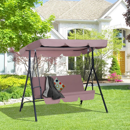 3-Seater Swing Chair with Adjustable Overhead Sun Protection Canopy - Plumb Brown